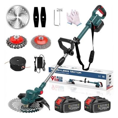 Wrneaoch 21V Débroussailleuse Sans Fil 850W – 2 Batteries 4Ah, 12000 Tr/min, 2 Lames + Fil, Ultra Puissante