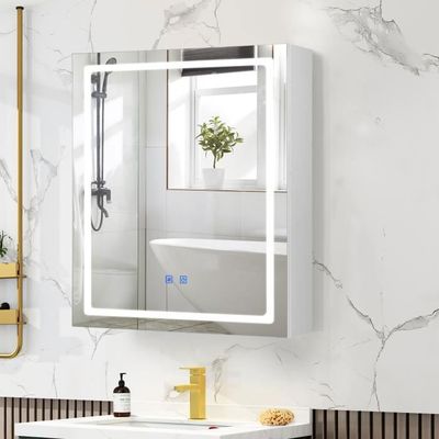 Armoire De Toilette Avec Miroir 45x60 Cm - Rangement Salle De Bain Suspendu - Panneaux Réglables - Blanc
