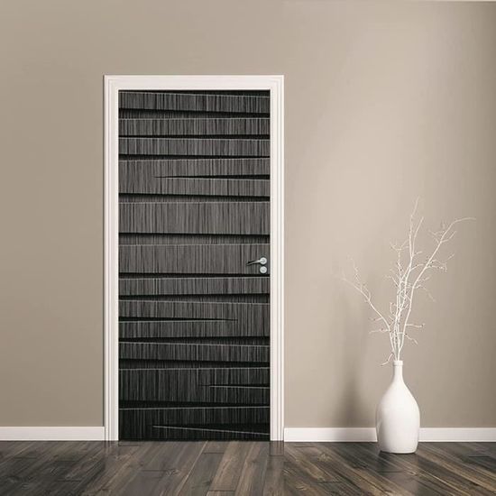Sticker Porte Effet 3D Trompe L'Oeil Planche De Bois Blanc Vintage 80x200cm - Autocollant Mural Auto-Adhésif