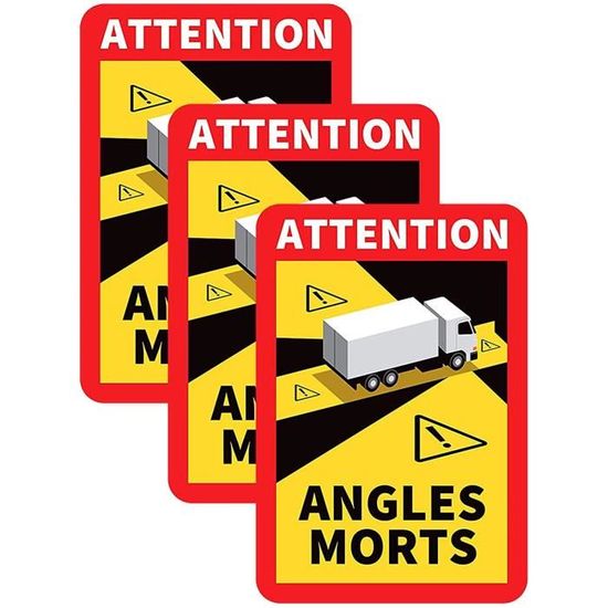 L.170 x H.250 Lot de 3 Autocollant waterproof Angles morts sur les v/éhicules lourds Bus Car Autocar