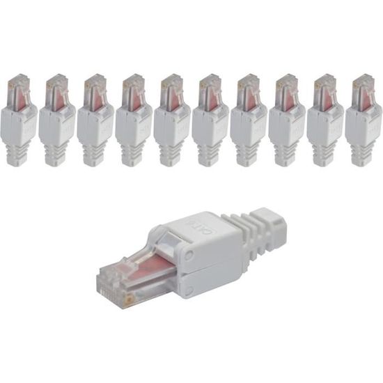 Lot De 20 Connecteurs RJ45 CAT6 Blindés PremiumX – Sans Outil, Pour Câbles AWG24 CAT5/CAT6, 1 Gbit/s, Installation Facile