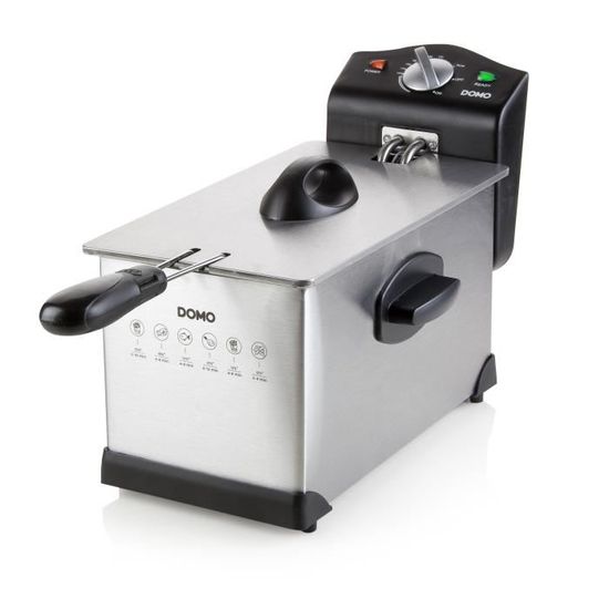 Friteuse Compacte Garantie 10 Ans Friteuse DOMO DO464FR - Capacité 3 Litres, Puissance 2200W, Acier Inoxydable, Thermostat Réglable - Garantie 10 Ans