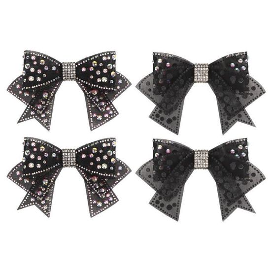2 Paires Pinces à Chaussures Nœud Amovibles - Décoration Talons Hauts Mariage, Fête - Noir Et Blanc à Pois