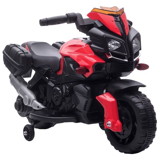 Moto Cross Électrique HOMCOM Enfant 3-5 Ans - 12V, 8km/h, Roulettes Amovibles - Rouge - Autonomie 45min