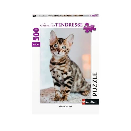 Puzzle Chaton Bengal - Nathan - 500 pièces - Animaux - Mixte