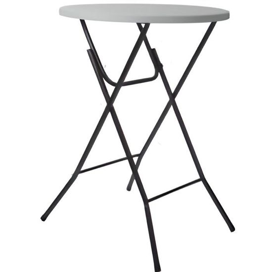 Table pliante - PEREL - ø 80 cm - Gris - Acier - Jardin
