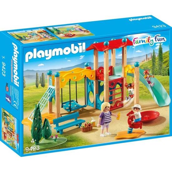 PLAYMOBIL 9423 - Family Fun - Parc de jeu avec toboggan en plastique pour enfant de 4 ans et plus