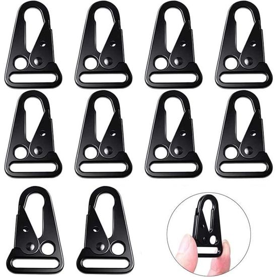 Lot De 12 Mousquetons En Plastique Tactiques - Anneaux En D Verrouillables - Pour Camping, Randonnée, Sac à Dos, Chien