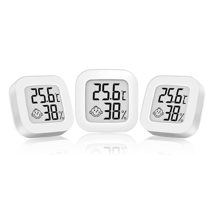 3 Mini Hygromètres Numériques - Thermomètre & Humidité, Pile Incluse (ABS, -50°C à +70°C)