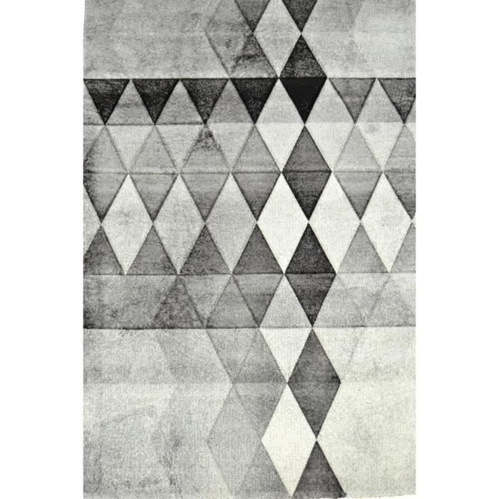 Belis Tapis De Salon Contemporain 160x230 Cm Gris Blanc Et