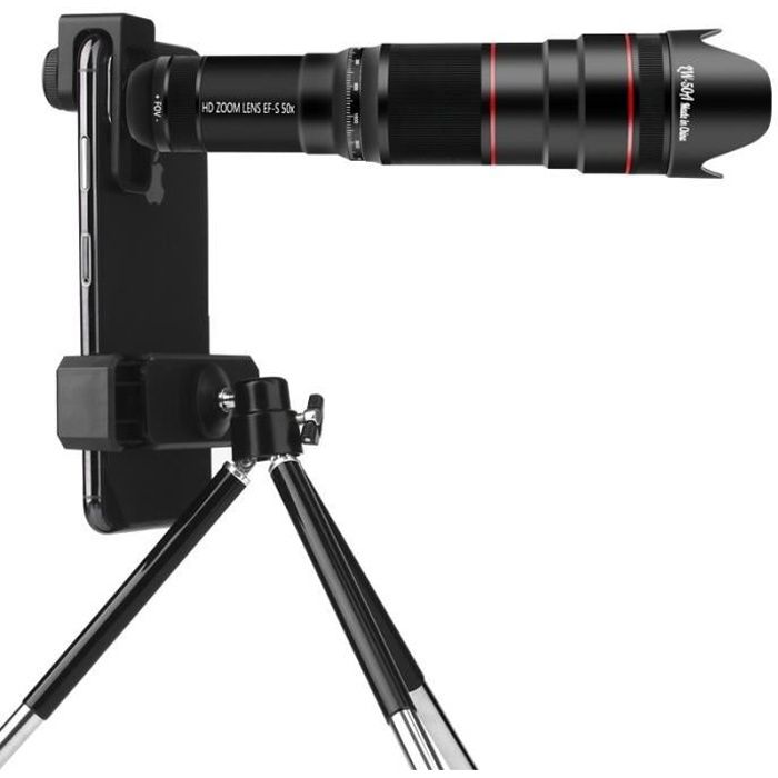 50X - 4K HD télescope optique Zoom téléphone caméra lentille téléobjectif pour iPhone Huawei Xiaomi Smartphon