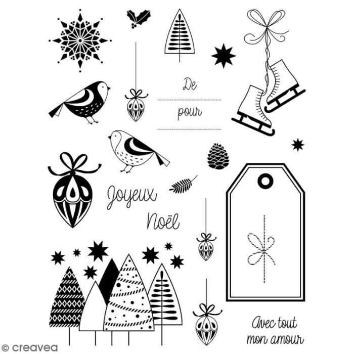 Tampons transparents Artemio - Noël classique - 21 pcs ampons transparents Artemio, parfaits pour des créations de Noël : Motifs: