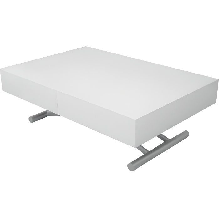 TABLE BASSE RELEVABLE EXTENSIBLE BLANC LAQUÉE SMART XXL