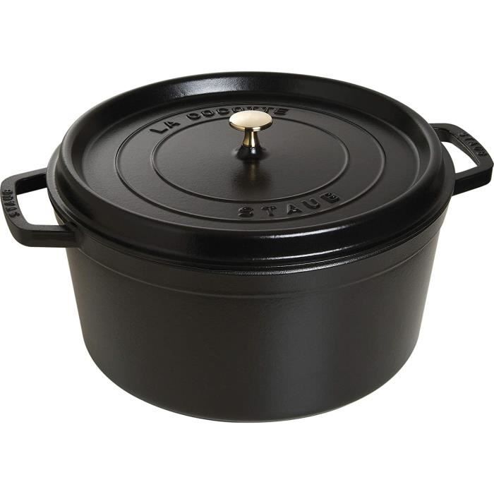 Staub 40510-307-0 Cocotte Ronde En Fonte Mat 34 cm 12,60L pour 10 Prs Ou +, Noir