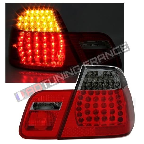 2 FEUX ARRIERE LED M3 ROUGE ET NOIR BMW SERIE 3 E46 BERLINE PHASE 2 DE 10/2001 A 03/2005