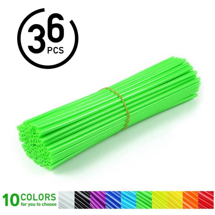 36pcs Protecteur de Rayons de Roue Couvre Jantes de Motocross Kit de Couverture de Garde Vert