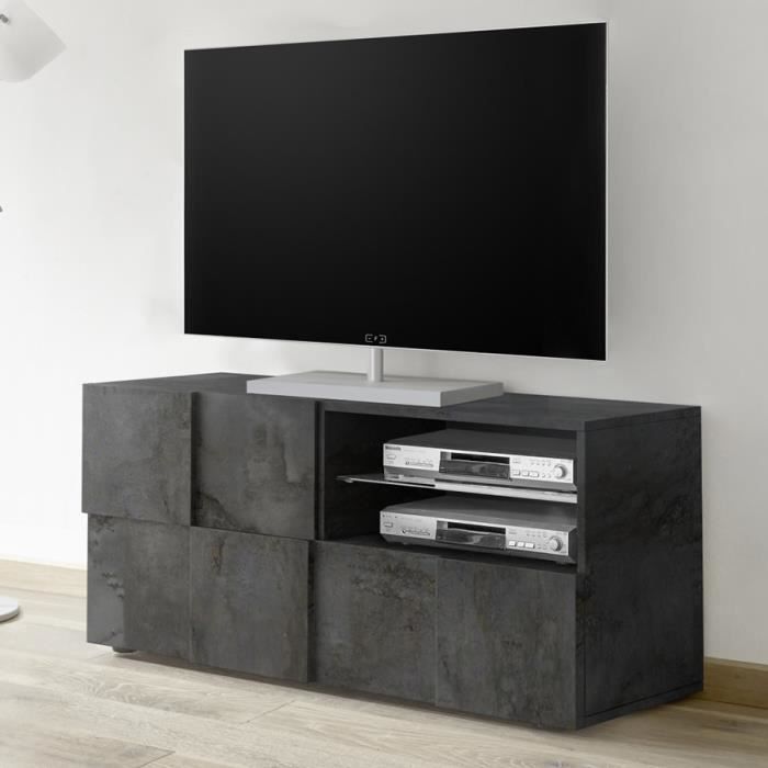 Meuble TV 120 cm moderne anthracite SANDREA 5 Gris L 122 x P 43 x H 57 cm