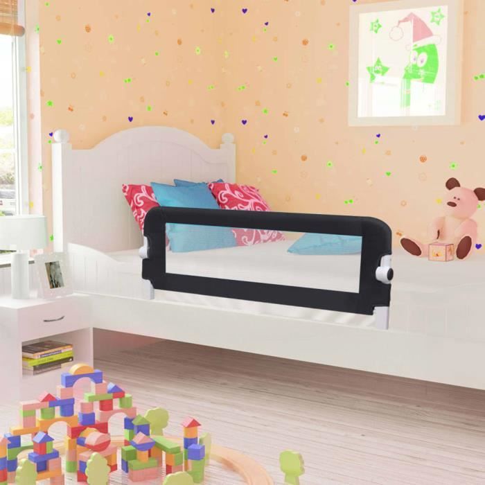 Barrière de sécurité de lit enfant Gris- âgés de 18 mois à 5 ans- 120x42 cm- Polyester