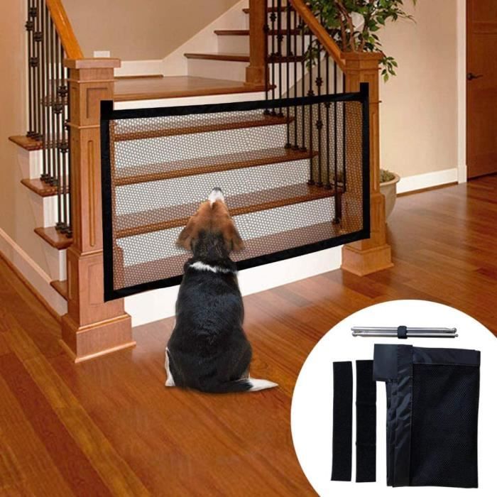 Barriere Extensible, Magic Pet Gate for Dogs Portable 48 x 32 inch Folding Isolation Mesh Pet Safety Gate Dog Safety Fence Isolated