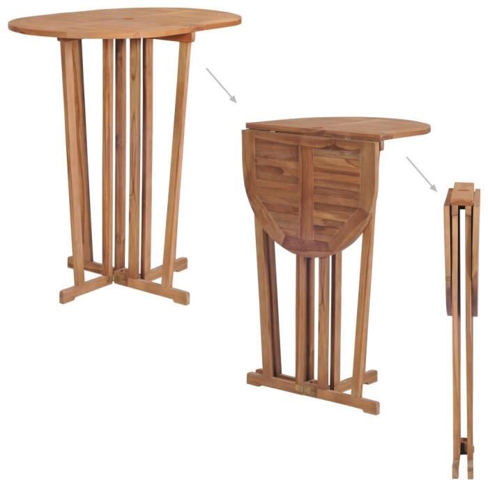 🐰2088 Table pliable de bar Table Haute MANGE-DEBOUT- Table à manger Jardin terrasse-100x65x105 cm Bois de teck solide