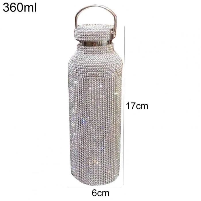 Gourde - Bouteille isotherme,Costoso - bouteille isotherme à Double paroi,en diamant,avec strass,Portable,pour - Type Silver 350ml