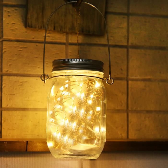Eclairage De Meuble Pot Mason En Verre Solaire Extérieur Avec Panneau Et Led Intégrés Pour Allumer Ye Lpp80707943Ye