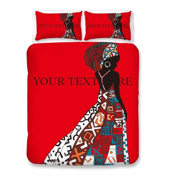 Parure de couette Femmes africaines Éléments nationaux style15 impression lit 3 pièces- 1 housse de couette 160*210cm +1drap du