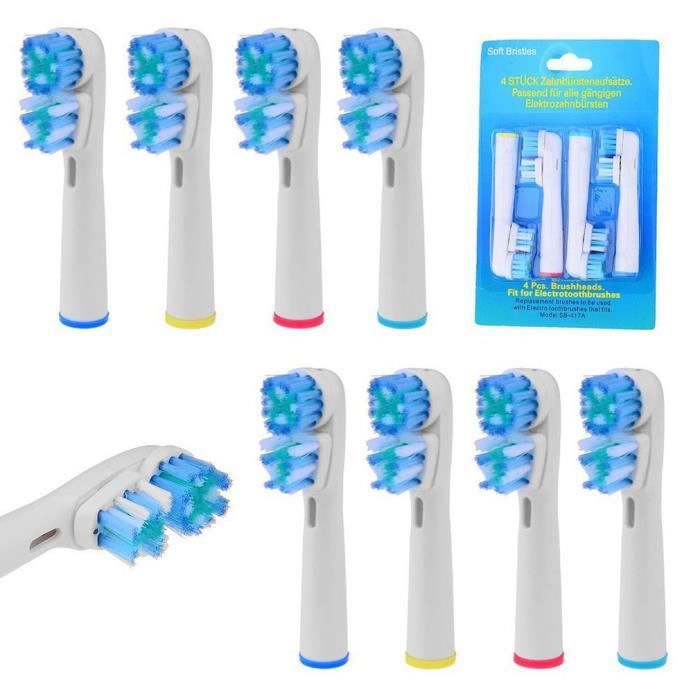 Tête de brosse à dents de rechange pour têtes de brosse Braun Oral B Dual Clean, blanc