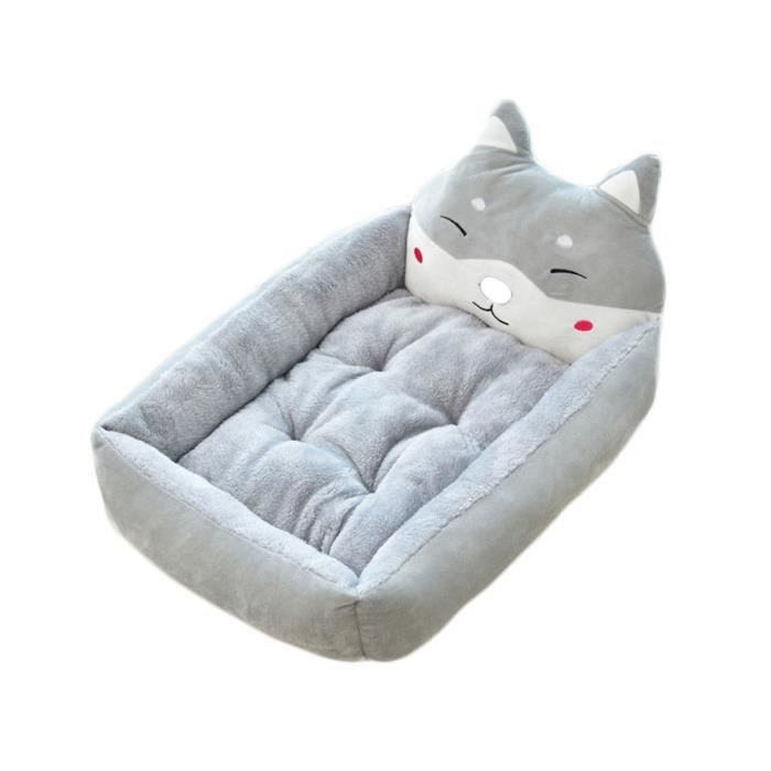 Lit de Chien en Peluche Lit de Chat Combo Chien Canapé Chenil Coussin en Peluche Panier de Chien Doux gris,S:50*40*12CM