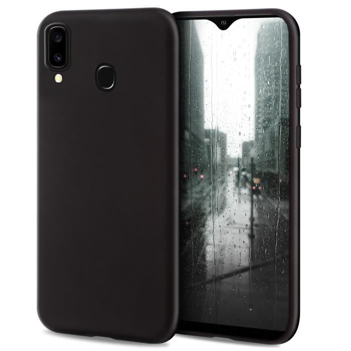Moozy Minimalist Series Coque en Silicone pour Samsung A40, Noire - Finition Mate, Étui Fin et Mince de TPU Souple Case Cover