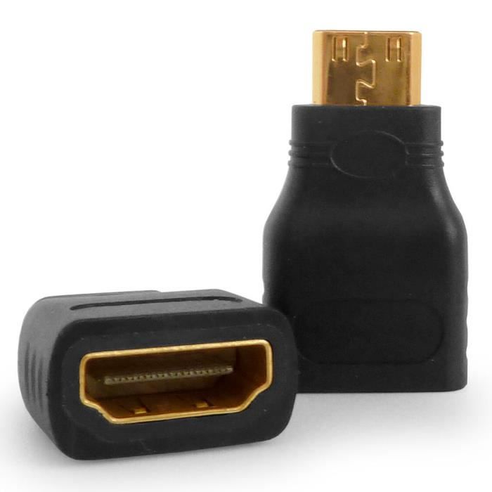 OCIODUAL Convertisseur Mini HDMI de type C mâle vers HDMI Type A Femelle convertit un Mini HDMI