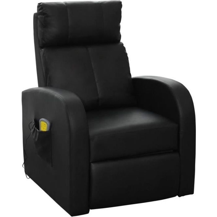 Fauteuil de massage électrique avec télécommande Noir Fauteuil canapé sofa relaxation massant