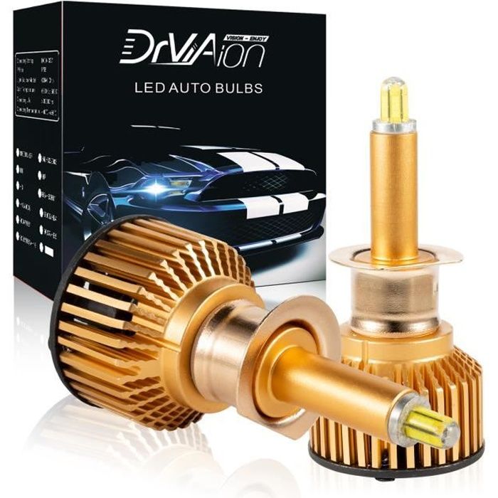 PRUMYA Ampoules de phares H1 LED 360° 6 côtés puces CSP 2000lm Kit de conversion au xénon blanc super brillant 6000K,2 Pack