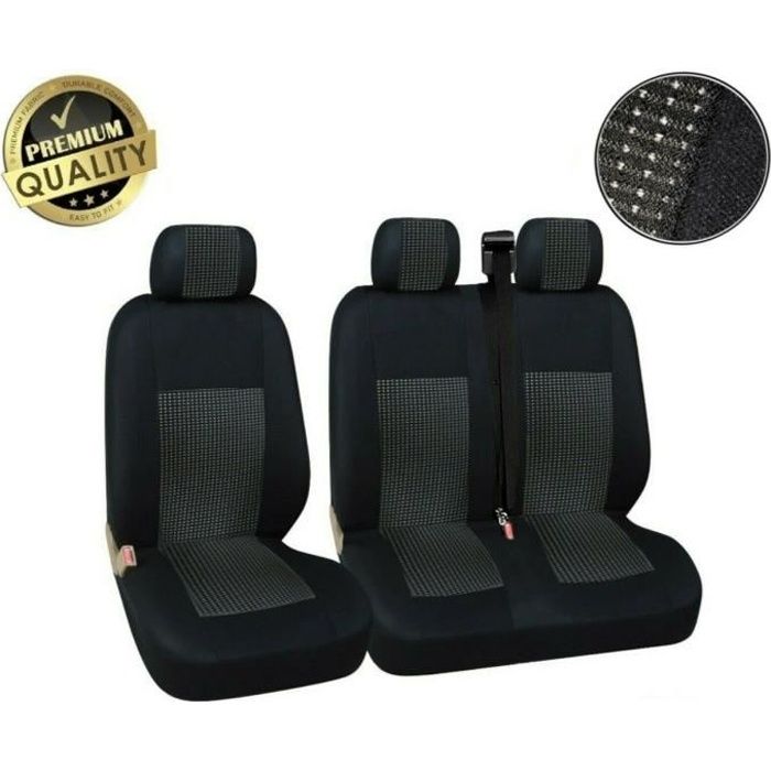 2+1 LUXE HOUSSE COUVRE-SIEGES NOIR-NOIR POUR PEUGEOT BOXER EXPERT