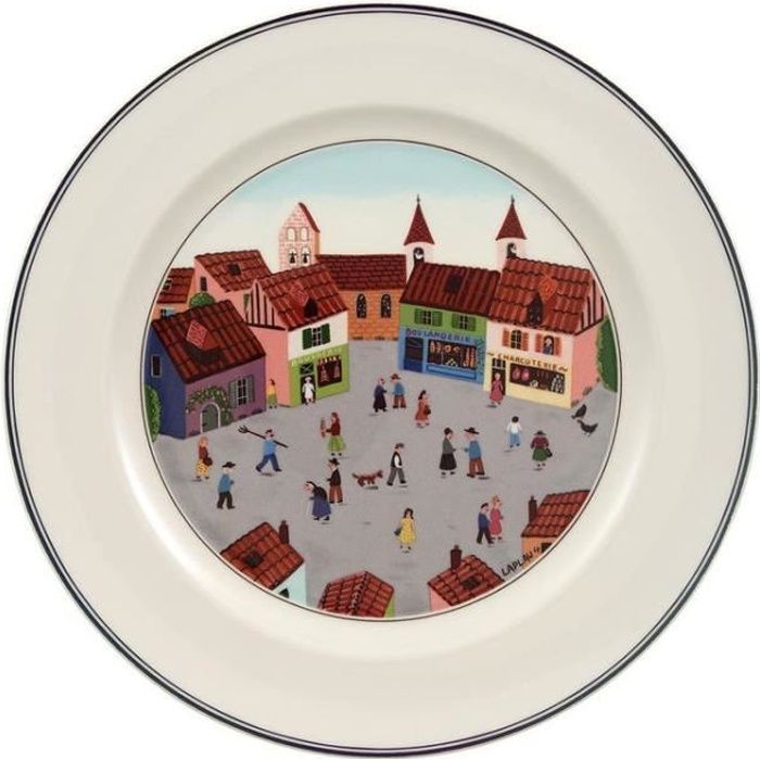 Assiette plate en porcelaine ronde D.27cm DESIGN NAIF - Village