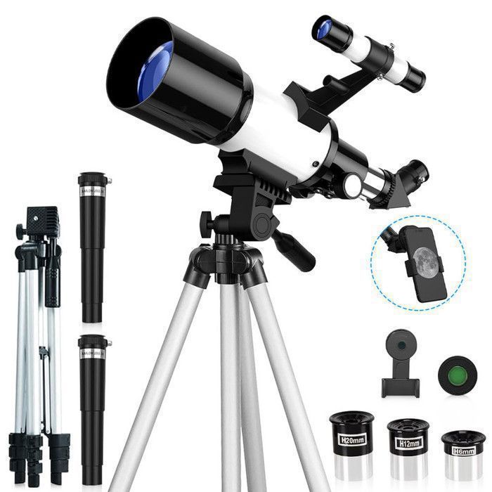 Télescope Astronomique pour Adulte et Enfant, Portable Télescopes 70mm Ouverture 400mm avec 3 Oculaires