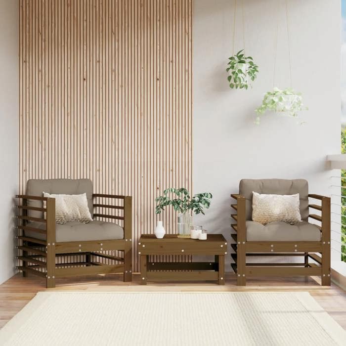 vidaXL Chaises de jardin miel