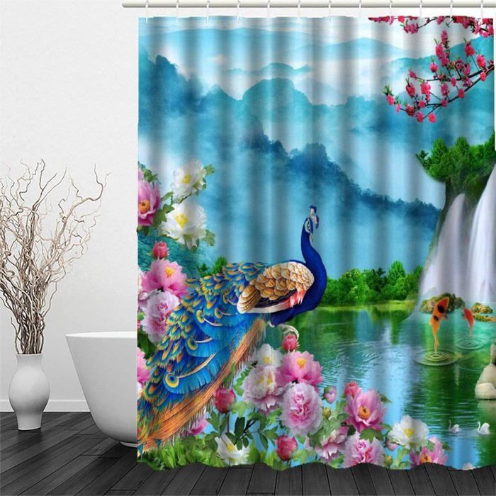 Rideau De Douche En Tissu Blanc, Rideau De Douche Anti-moisissure