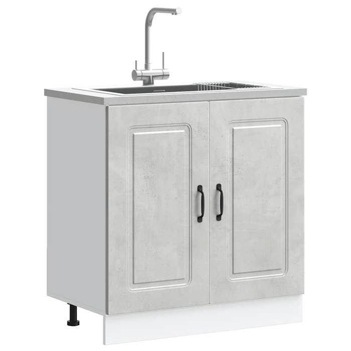 vidaXL Meuble bas pour évier Kalmar gris béton bois ingénierie 853451