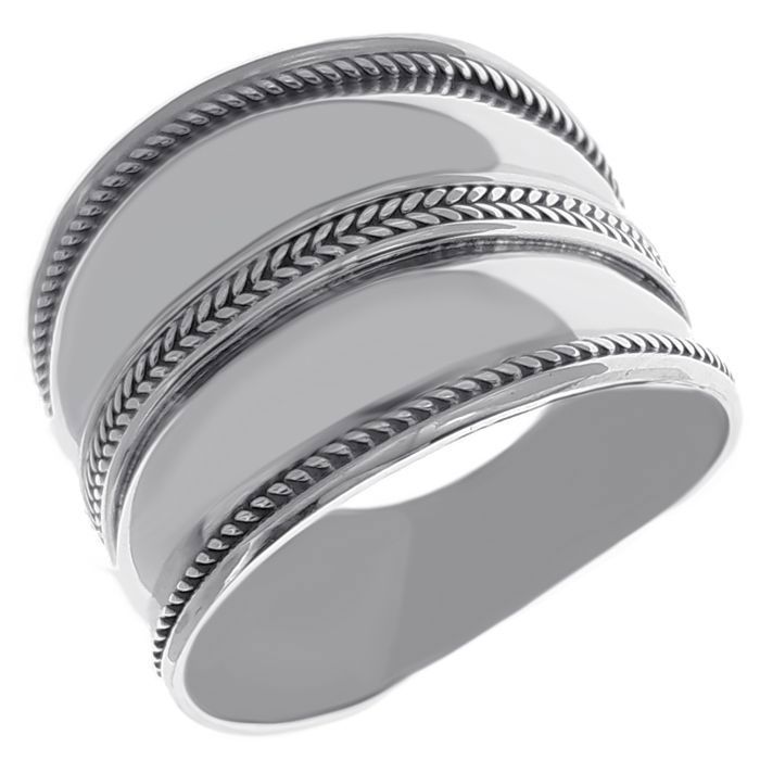 Bague Vintage Moderniste En Argent 925 - Poids 5,3g - Taille 54 (environ) - Occasion