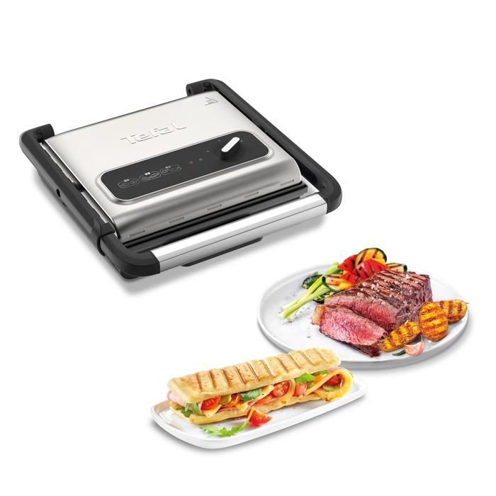 TEFAL Inicio Grill multifonction Croque-Monsieur Panini 2000W Rangement vertical - RECONDITIONNÉ GC242D12R