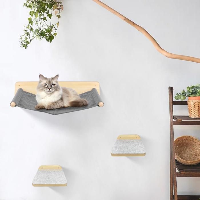 Meilleurs prix pour Cadre de saut Lit mural pour chat de salon - Échelle descalade scandinave de chambre - ERROLVES - Blanc - 61*40*15 CM