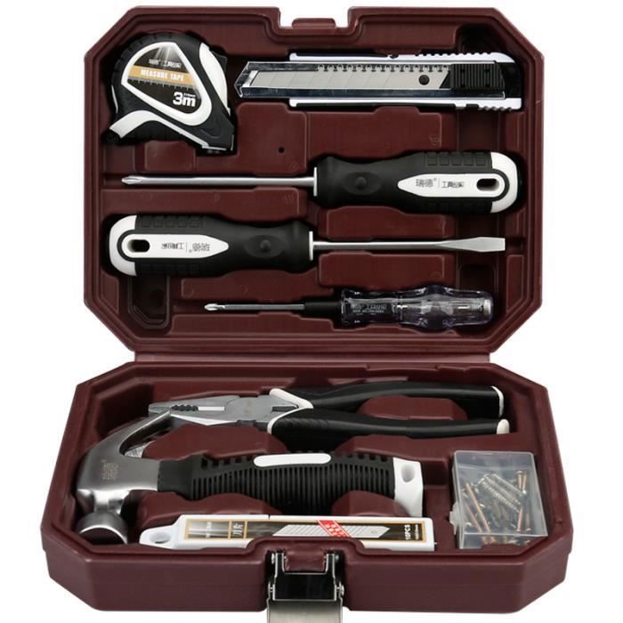 Kit dOutils - LEOCLOTHO - Mallette 48 Pices - Acier au Carbone - Bote de Rangement - Usage Domestique Marron Marron VALISE A OUTIL