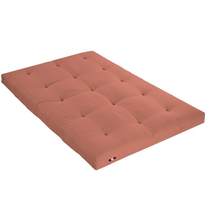 Matelas futon terracotta en coton 160x200 - Rouge terracotta - Garantie 5 ans - Terre de Nuit