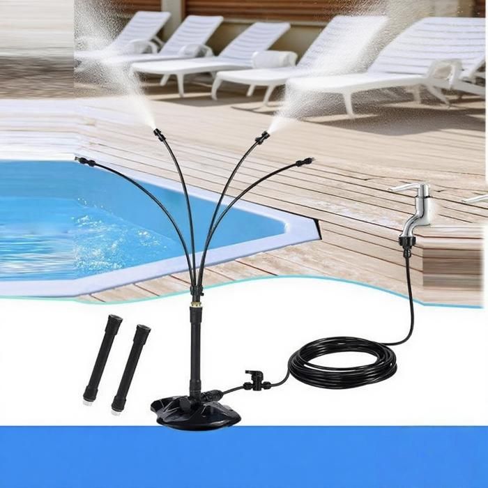 1pcs Système de brumisation portable pour lextérieurbrumisateurs sur pied extérieure avec conduite dalimentation en eau(8m)