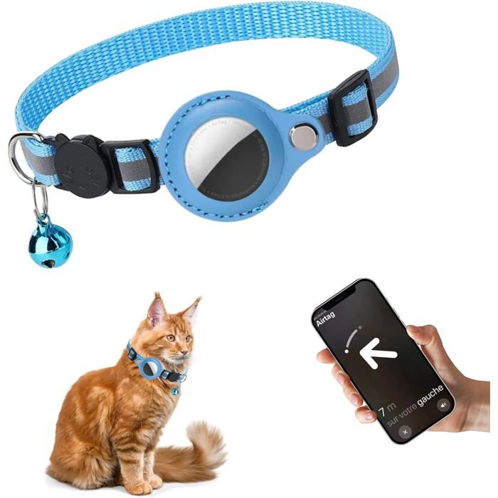 Meilleurs prix pour Collier GPS Chat - XVX - Anti étranglement - Personnalisable - Compatible AirTag - Bleu