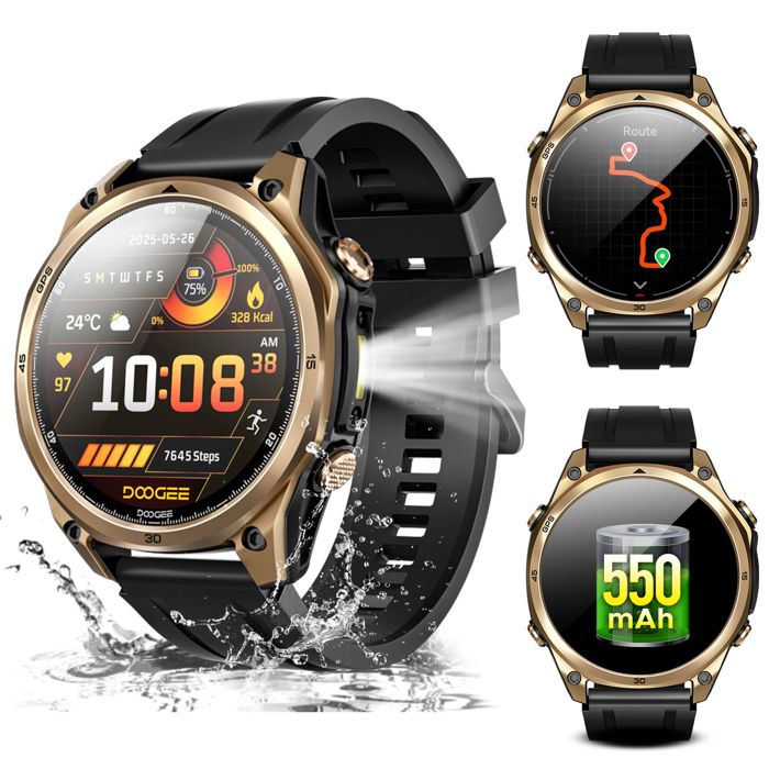 Montre Connectée Homme Sport 5ATMÉcran 1.43Montre IntelligenteGPS Double FréquenceDOOGEE Anywise W1170+ Modes 3 Bandes - vue 2