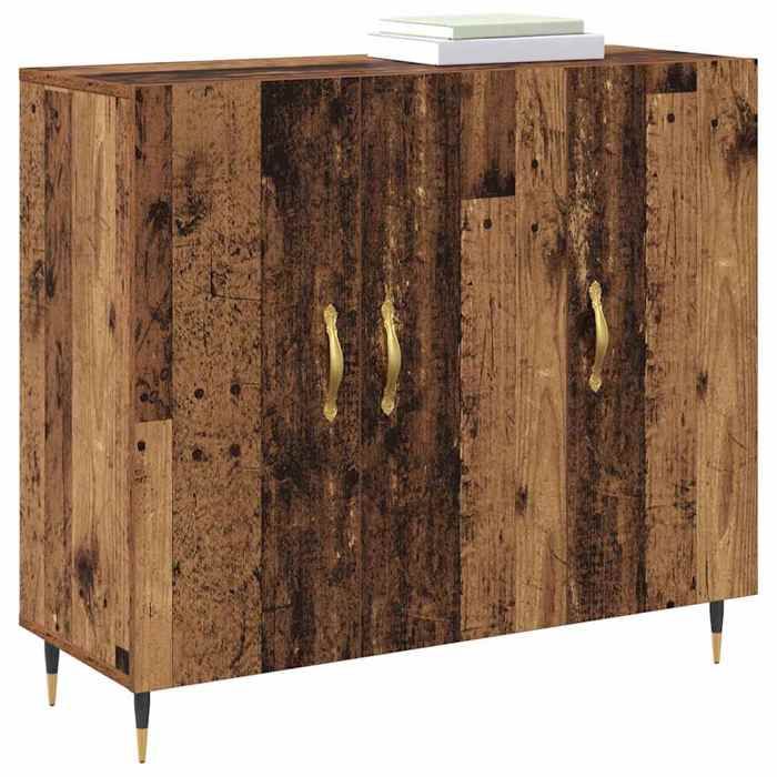 Marron Buffet de rangement - SOLOMOON - Commode salon - Marron 90x34x80 cm - Bois dingénierie FR7832