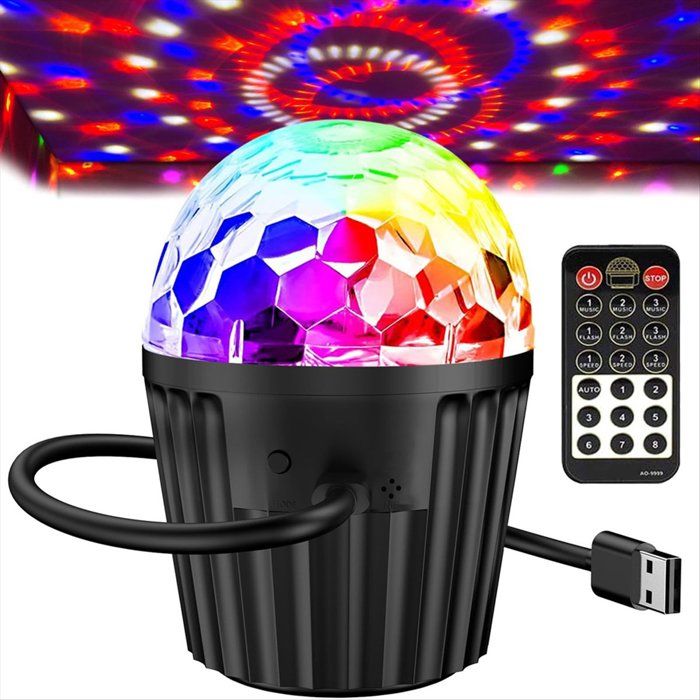 Mini Boule Disco LED Portable Lancoon – Rechargeable USB, Contrôle Vocal, Ventouse & Bracelet – Ambiance Fête Voiture & Maison (Rose)