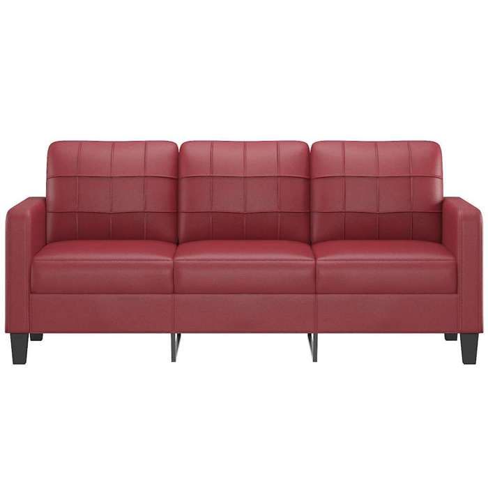 Canapé 3 places en similicuir - MANGO - Rouge bordeaux - 180 cm - Similicuir - 198x77x80 cm - Cadre en métal Canapé 3 places en similicuir - MANGO - Rouge bordeaux - 180 cm - Similicuir - 198x77x80 cm - Cadre en métal